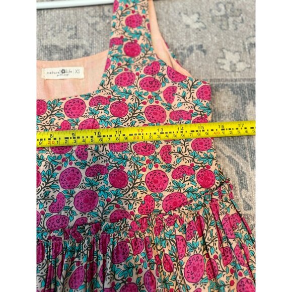 Natural Life Anna Tiered Pink Puff Floral Sleeveless Mini Dress XS Pockets Boho - Picture 7 of 7